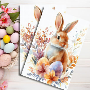 Bunte Aquarell-Oster-Eier und Hase Seidenpapier