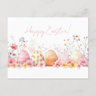 Bunte Aquarell Oster Postkarte mit Frühlingsblumen