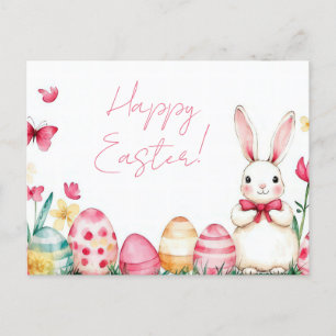 Bunte Aquarell Oster Postkarte mit Frühlingsblumen