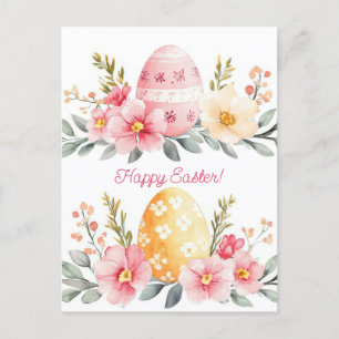 Bunte Aquarell Oster Postkarte mit Ostereiern