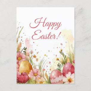 Bunte Aquarell Oster Postkarte mit Ostereiern