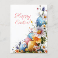 Bunte Aquarell Oster Postkarte mit Ostereiern