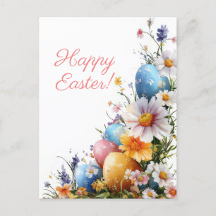 Bunte Aquarell Oster Postkarte mit Ostereiern