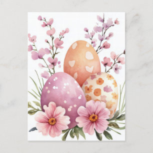 Bunte Aquarell Oster Postkarte mit Ostereiern