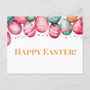 Bunte Aquarell Oster Postkarte mit Ostereiern