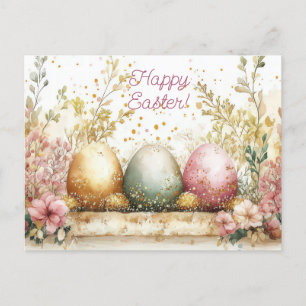 Bunte Aquarell Oster Postkarte mit Ostereiern