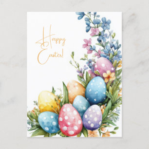 Bunte Aquarell Oster Postkarte mit Ostereiern