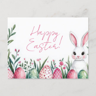 Bunte Aquarell Oster Postkarte mit Ostereiern