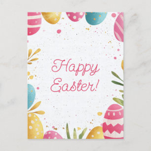 Bunte Aquarell Oster Postkarte mit Ostereiern