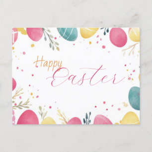 Bunte Aquarell Oster Postkarte mit Ostereiern
