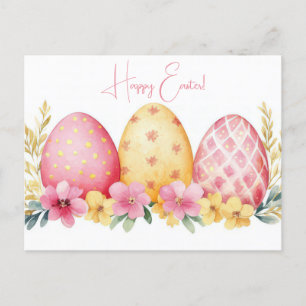 Bunte Aquarell Oster Postkarte mit Ostereiern