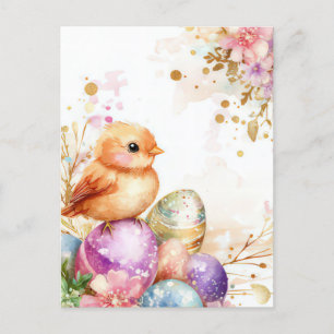 Bunte Aquarell Oster Postkarte mit Ostereiern