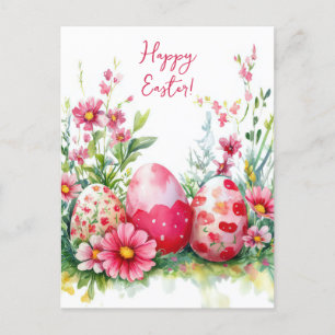 Bunte Aquarell Oster Postkarte mit Ostereiern