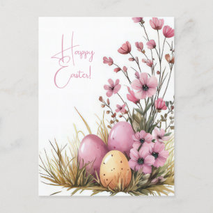 Bunte Aquarell Oster Postkarte mit Ostereiern