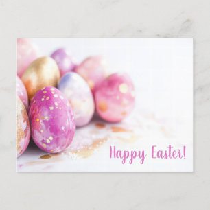 Bunte Aquarell Oster Postkarte mit Ostereiern