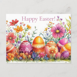 Bunte Aquarell Oster Postkarte mit Ostereiern