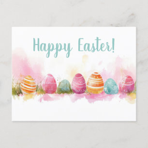 Bunte Aquarell Oster Postkarte mit Ostereiern