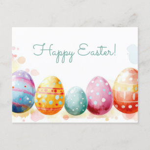 Bunte Aquarell Oster Postkarte mit Ostereiern