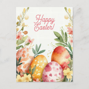 Bunte Aquarell Oster Postkarte mit Ostereiern