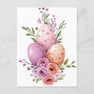 Bunte Aquarell Oster Postkarte mit Ostereiern