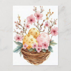 Bunte Aquarell Oster Postkarte mit Ostereiern