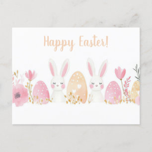Bunte Aquarell Oster Postkarte mit Osterhasen