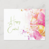 Bunte Aquarell Oster Postkarte mit Osterhasen