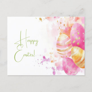 Bunte Aquarell Oster Postkarte mit Osterhasen