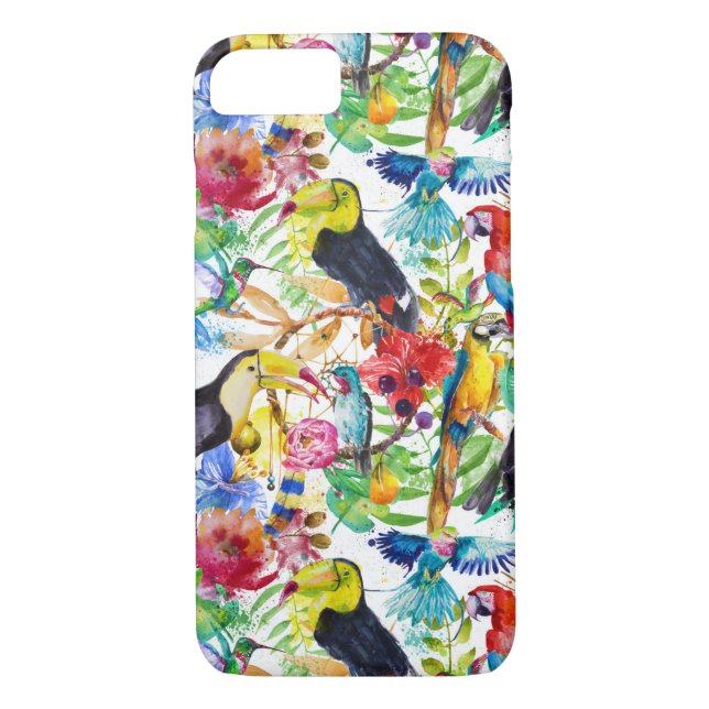 Bunte Aquarell-Papageien Case-Mate iPhone Hülle (Rückseite)