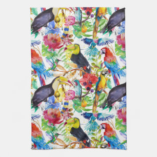 Bunte Aquarell-Papageien Handtuch