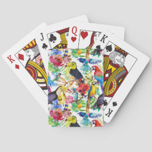 Bunte Aquarell-Papageien Spielkarten