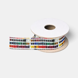 Bunte Aquarellfarben-Künstlerpalette Satinband