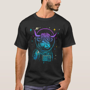 Bunte Astronaut Highland Kuh Weltraumgalaxie Bauer T-Shirt