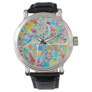 Bunte Atlanta-Karte Armbanduhr