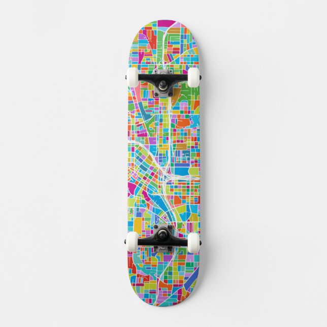 Bunte Atlanta-Karte Skateboard (Vorderseite)