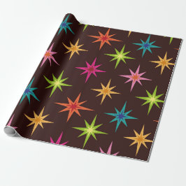 Bunte atomare Sternexplosionen der Funky Mid Centu Geschenkpapier
