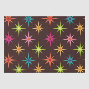 Bunte atomare Sternexplosionen der Funky Mid Centu Seidenpapier
