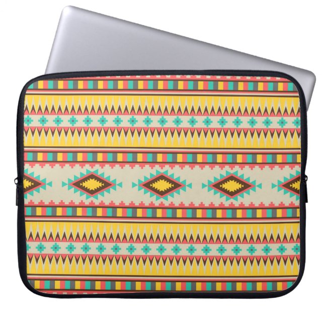 Bunte aztekische Stammes- Ureinwohner-Diamanten Laptopschutzhülle (Vorderseite)