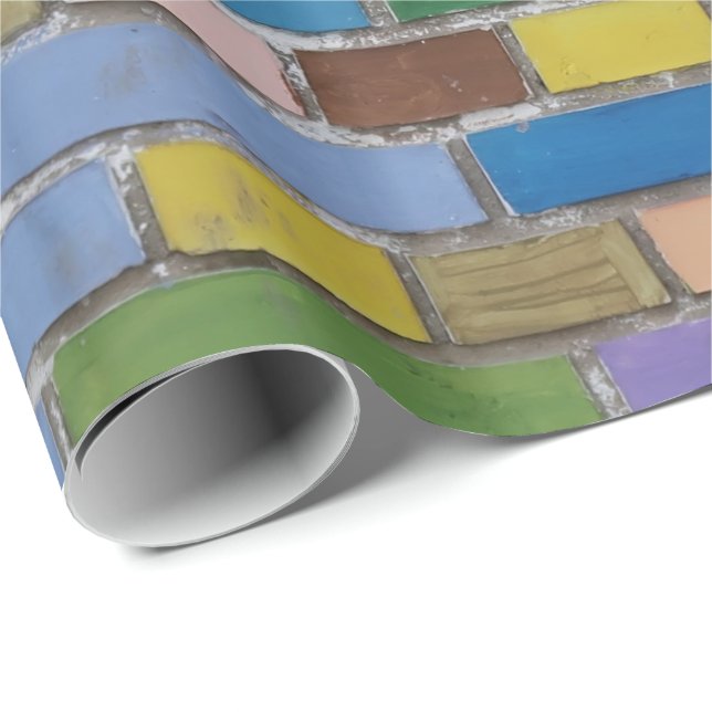 Bunte Backsteinmauer Geschenkpapier (Rolleneckpunkt)