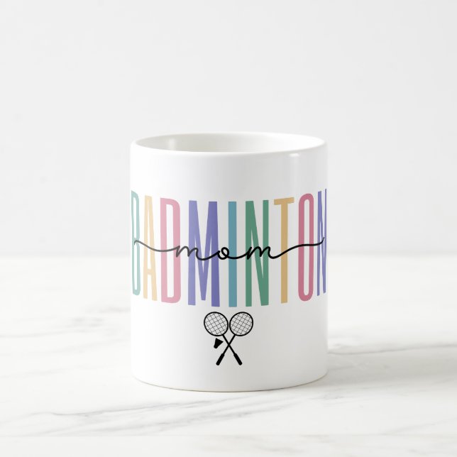 Bunte Badminton-Mama  Kaffeetasse (Mittel)