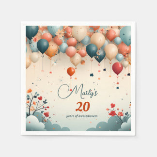 Bunte Ballon Birthday Papier Napkins Serviette