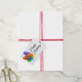 Bunte Ballone und Confetti-Party-Geschenk-Umbauten Geschenkanhänger