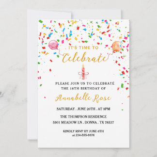 Bunte Balloons & Confetti Einladung zum Geburtstag