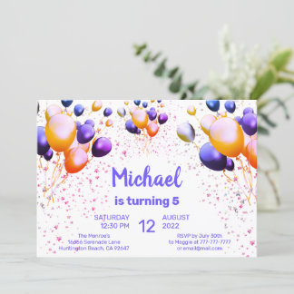 Bunte Balloons Geburtstagsfeier Einladung