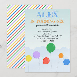 Bunte Balloons Geburtstagsparty Einladung