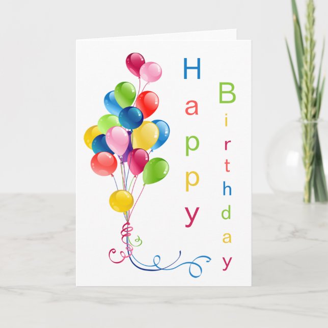 Bunte Balloons, glücklich zum Geburtstag Karte (Vorderseite)