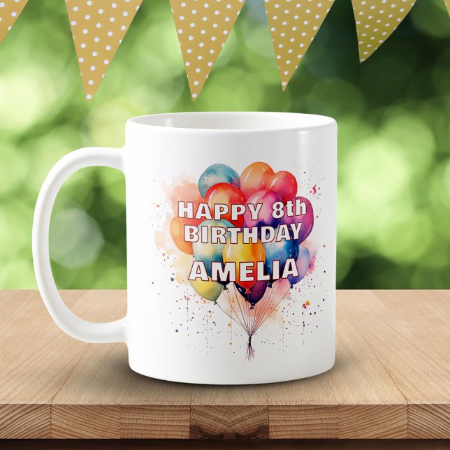 Bunte Balloons Kinder glücklich zum Geburtstag Kaffeetasse (Von Creator hochgeladen)