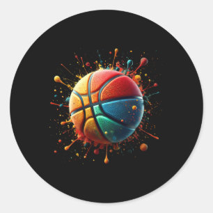 Bunte Basketball Ball Basketball Spieler Runder Aufkleber