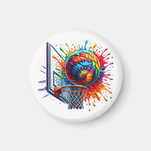 Bunte Basketball-Tie-Dye-Farb-Splash-Basketball Magnet
