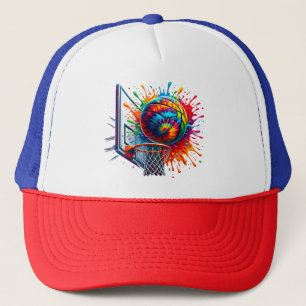 Bunte Basketball-Tie-Dye-Farb-Splash-Basketball Truckerkappe